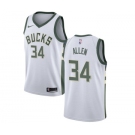 Women's Nike Milwaukee Bucks #34 Ray Allen Swingman White Home NBA Jersey - Association Edition