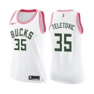 Women's Nike Milwaukee Bucks #35 Mirza Teletovic Swingman White Pink Fashion NBA Jersey