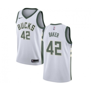 Women's Nike Milwaukee Bucks #42 Vin Baker Swingman White Home NBA Jersey - Association Edition