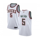 Women's Nike Milwaukee Bucks #5 D. J. Wilson Swingman White Fashion Hardwood Classics NBA Jersey