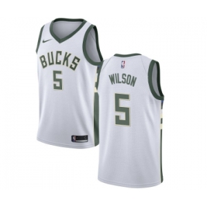 Women's Nike Milwaukee Bucks #5 D. J. Wilson Swingman White Home NBA Jersey - Association Edition