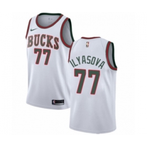 Women's Nike Milwaukee Bucks #77 Ersan Ilyasova Swingman White Fashion Hardwood Classics NBA Jersey