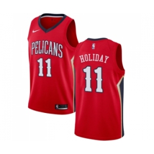 Women's Nike New Orleans Pelicans #11 Jrue Holiday Authentic Red Alternate NBA Jersey Statement Edition