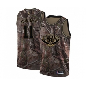 Women's Nike New Orleans Pelicans #11 Jrue Holiday Swingman Camo Realtree Collection NBA Jersey