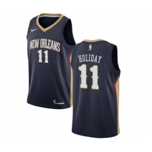 Women's Nike New Orleans Pelicans #11 Jrue Holiday Swingman Navy Blue Road NBA Jersey - Icon Edition