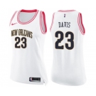 Women's Nike New Orleans Pelicans #23 Anthony Davis Swingman White Pink Fashion NBA Jersey