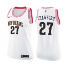 Women's Nike New Orleans Pelicans #27 Jordan Crawford Swingman White Pink Fashion NBA Jersey