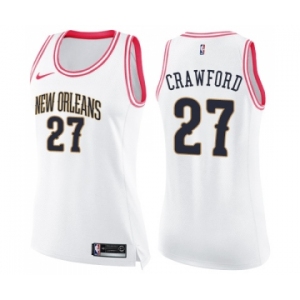 Women's Nike New Orleans Pelicans #27 Jordan Crawford Swingman White Pink Fashion NBA Jersey