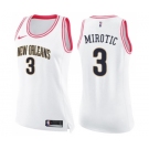 Women's Nike New Orleans Pelicans #3 Nikola Mirotic Swingman White Pink Fashion NBA Jersey