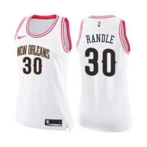 Women's Nike New Orleans Pelicans #30 Julius Randle Swingman White Pink Fashion NBA Jersey