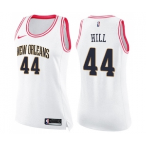 Women's Nike New Orleans Pelicans #44 Solomon Hill Swingman White Pink Fashion NBA Jersey