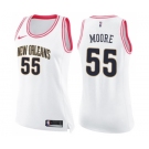 Women's Nike New Orleans Pelicans #55 E'Twaun Moore Swingman White Pink Fashion NBA Jersey