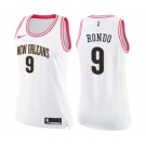 Women's Nike New Orleans Pelicans #9 Rajon Rondo Swingman White Pink Fashion NBA Jersey