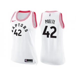 Women Nike Toronto Raptors #42 Jakob Poeltl White Pink NBA Swingman Fashion Jersey
