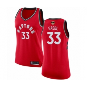 Women's Toronto Raptors #33 Marc Gasol Swingman Red 2019 Basketball Finals Bound Jersey - Icon Edition