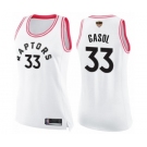 Women's Toronto Raptors #33 Marc Gasol Swingman White Pink Fashion 2019 Basketball Finals Bound Jersey