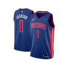 Men Nike Detroit Pistons #1 Reggie Jackson Blue Stitched NBA Swingman Jersey