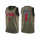 Men Nike Detroit Pistons #1 Reggie Jackson Green Salute to Service NBA Swingman Jersey