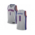 Men Nike Detroit Pistons #1 Tracy McGrady Authentic Silver NBA Jersey Statement Edition