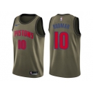 Men Nike Detroit Pistons #10 Dennis Rodma Green Salute to Service NBA Swingman Jersey