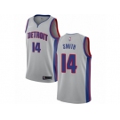 Men Nike Detroit Pistons #14 Ish Smith Authentic Silver NBA Jersey Statement Edition