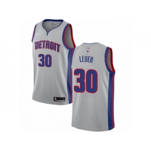 Men Nike Detroit Pistons #30 Jon Leuer Authentic Silver NBA Jersey Statement Edition