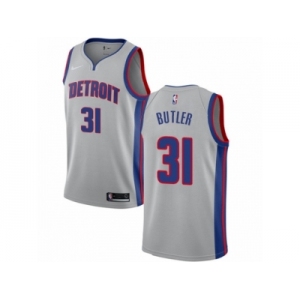 Men Nike Detroit Pistons #31 Caron Butler Authentic Silver NBA Jersey Statement Edition