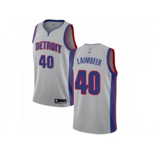 Men Nike Detroit Pistons #40 Bill Laimbeer Authentic Silver NBA Jersey Statement Edition