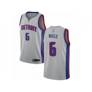 Men Nike Detroit Pistons #6 Terry Mills Authentic Silver NBA Jersey Statement Edition