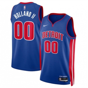 Men's Detroit Pistons #00 Ron Holland II Blue 2024 Icon Edition Stitched Jersey