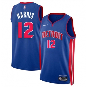 Men's Detroit Pistons #12 Tobias Harris Blue 2024 Icon Edition Stitched Jersey
