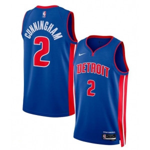 Men's Detroit Pistons #2 Cade Cunningham Blue 2024 Icon Edition Stitched Baseball Jersey