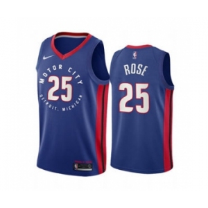 Men's Detroit Pistons #25 Derrick Rose Navy Motor City Edition 2020-21 Stitched Basketball Jersey