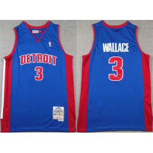 Men's Detroit Pistons #3 Ben Wallace Blue Throwback Stitched Jersey
