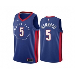 Men's Detroit Pistons #5 Luke Kennard Navy Motor City Edition 2020-21 Stitched Basketball Jersey