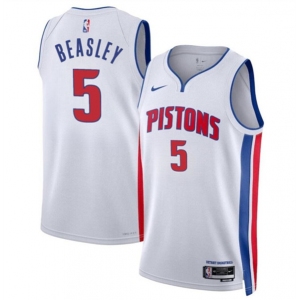 Men's Detroit Pistons #5 Malik Beasley White 2024 Association Edition Stitched Jersey