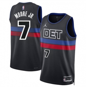 Men's Detroit Pistons #7 Wendell Moore Jr Black 2024 Statement Edition Stitched Jersey
