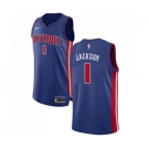 Men's Nike Detroit Pistons #1 Reggie Jackson Authentic Royal Blue Road NBA Jersey - Icon Edition