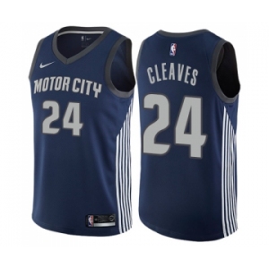 Men's Nike Detroit Pistons #24 Mateen Cleaves Swingman Navy Blue NBA Jersey - City Edition