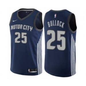 Men's Nike Detroit Pistons #25 Reggie Bullock Authentic Navy Blue NBA Jersey - City Edition