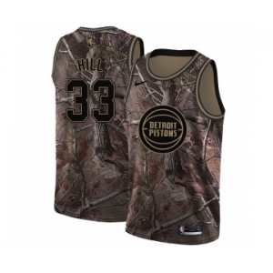Men's Nike Detroit Pistons #33 Grant Hill Swingman Camo Realtree Collection NBA Jersey