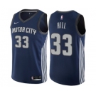 Men's Nike Detroit Pistons #33 Grant Hill Swingman Navy Blue NBA Jersey - City Edition