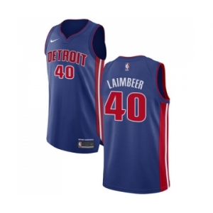 Men's Nike Detroit Pistons #40 Bill Laimbeer Authentic Royal Blue Road NBA Jersey - Icon Edition