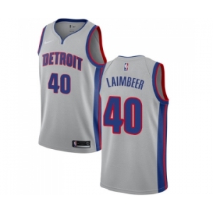 Men's Nike Detroit Pistons #40 Bill Laimbeer Swingman Silver NBA Jersey Statement Edition