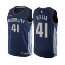 Men's Nike Detroit Pistons #41 Jameer Nelson Authentic Navy Blue NBA Jersey - City Edition
