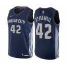Men's Nike Detroit Pistons #42 Jerry Stackhouse Swingman Navy Blue NBA Jersey - City Edition