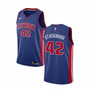 Men's Nike Detroit Pistons #42 Jerry Stackhouse Swingman Royal Blue Road NBA Jersey - Icon Edition