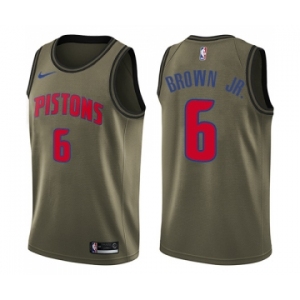Men's Nike Detroit Pistons #6 Bruce Brown Jr. Swingman Green Salute to Service NBA Jersey