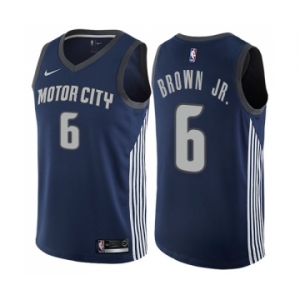 Men's Nike Detroit Pistons #6 Bruce Brown Jr. Swingman Navy Blue NBA Jersey - City Edition