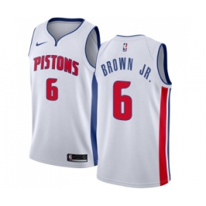 Men's Nike Detroit Pistons #6 Bruce Brown Jr. Swingman White NBA Jersey - Association Edition
